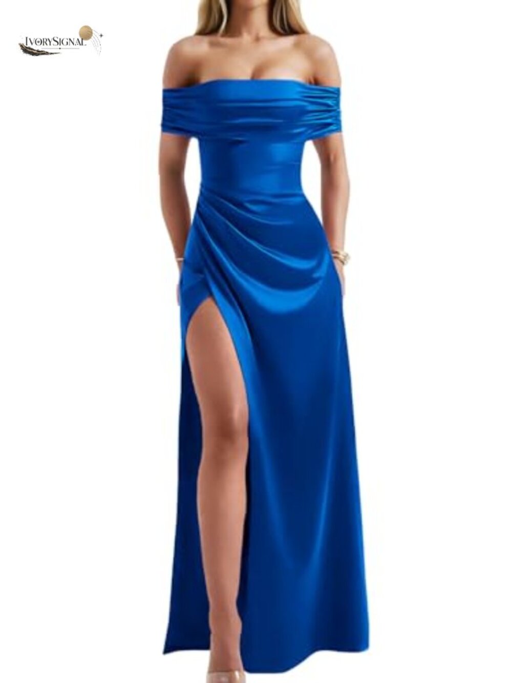 Off Shoulder High Split Bodycon Maxi Dress Elegant Evening Wedding